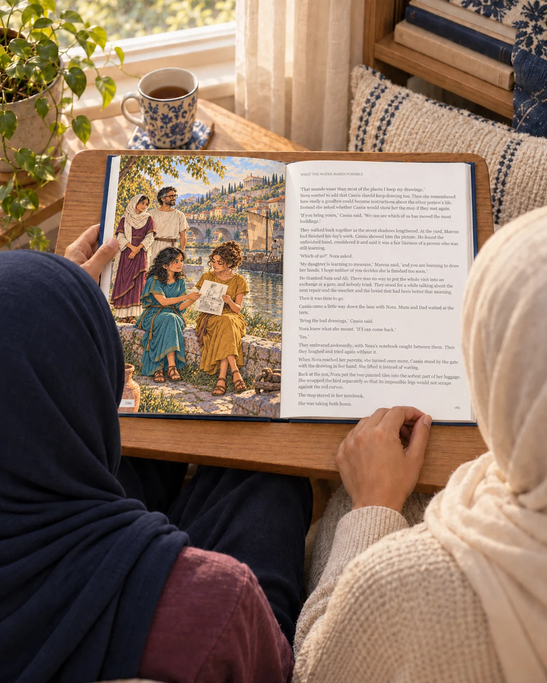 Mother and daughter · one more chapter; illustrative book photograph
